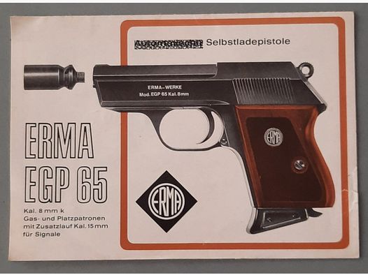 Manuel d'origine pour une arme de défense Erma EGP 65.