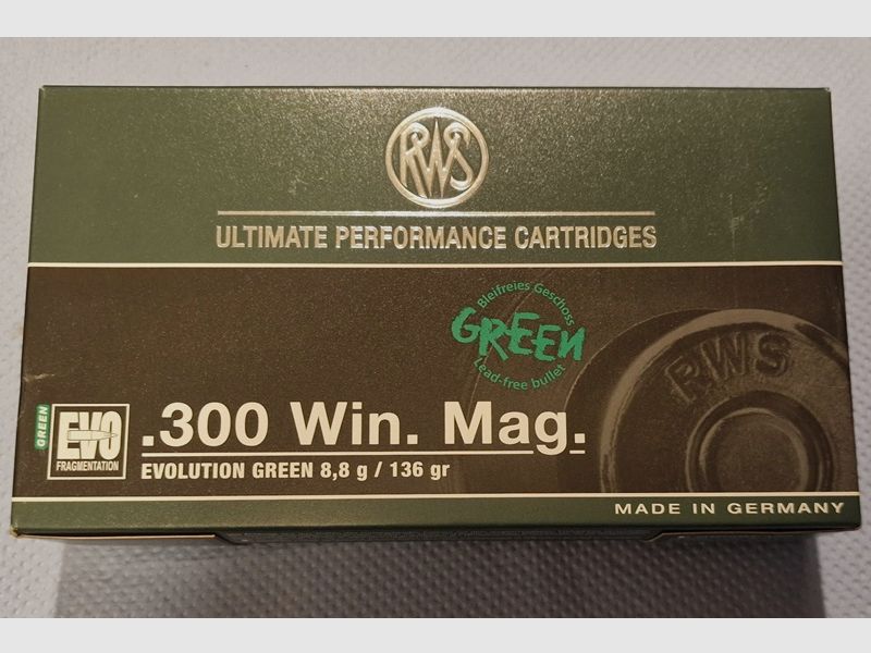 RWS Evolution Green .300 WinMag 8,8g/136grs 20Stk. Bleifrei