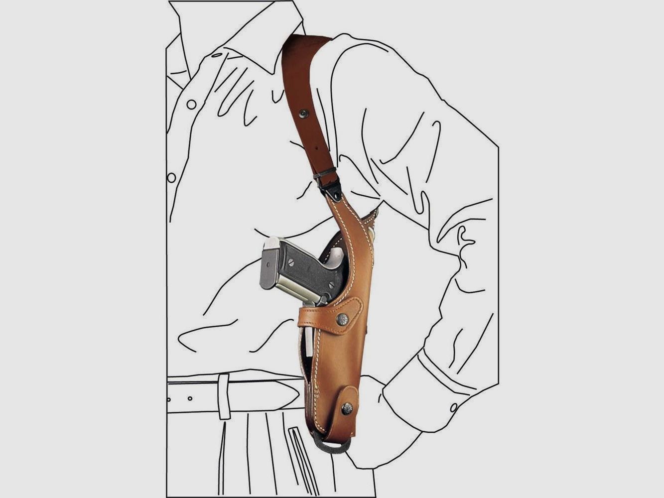 Vertikales Leder-Schulterholster Large Linkshänder Schwarz