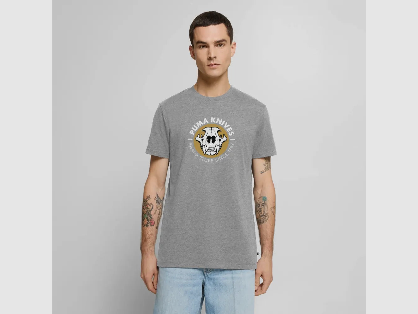 PUMA Men’s Premium T-Shirt "Skull Frontal Sharp Stuff" White