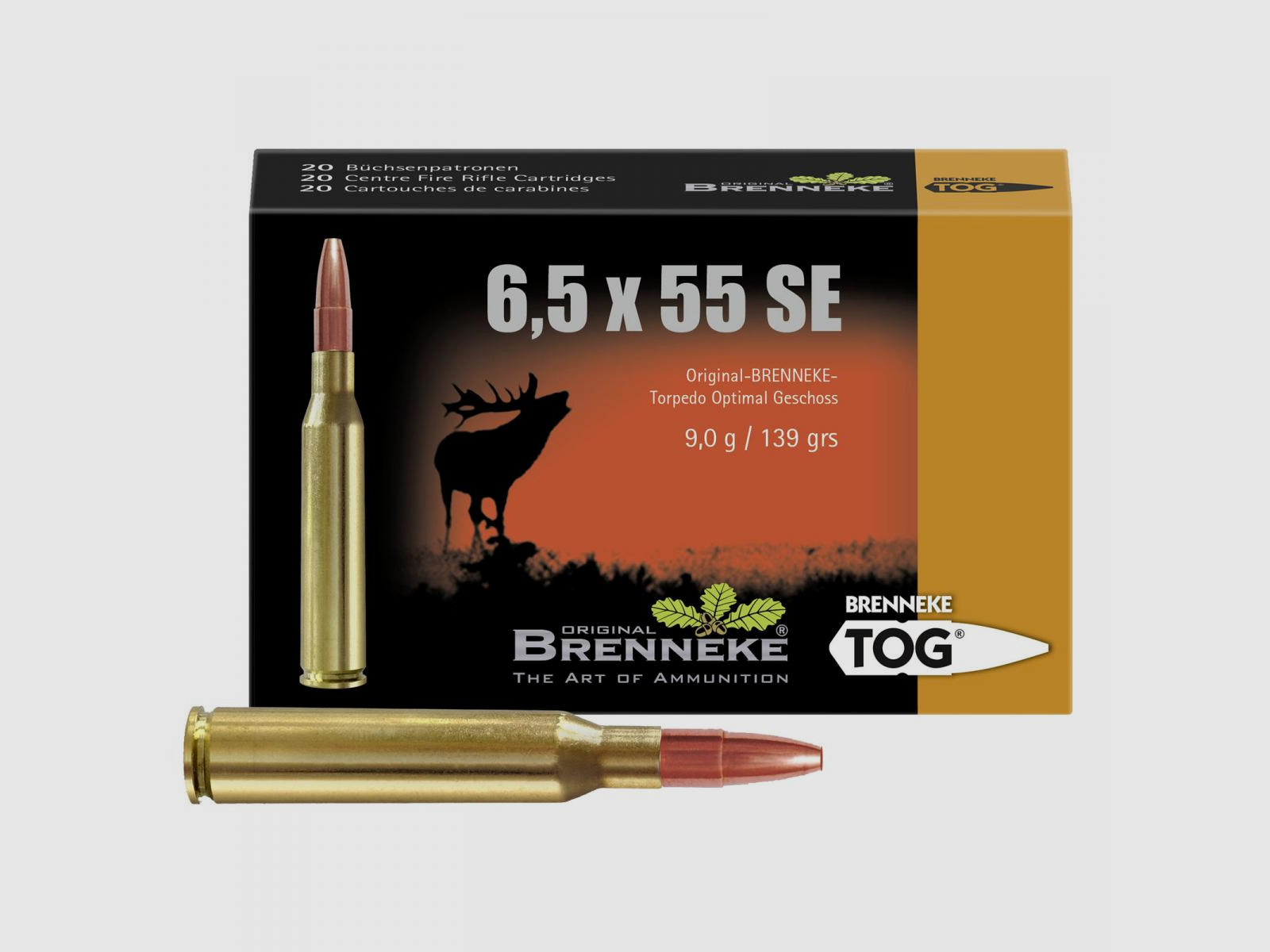 Brenneke 6.5x55 SE 139GR TOG 20 cartridges