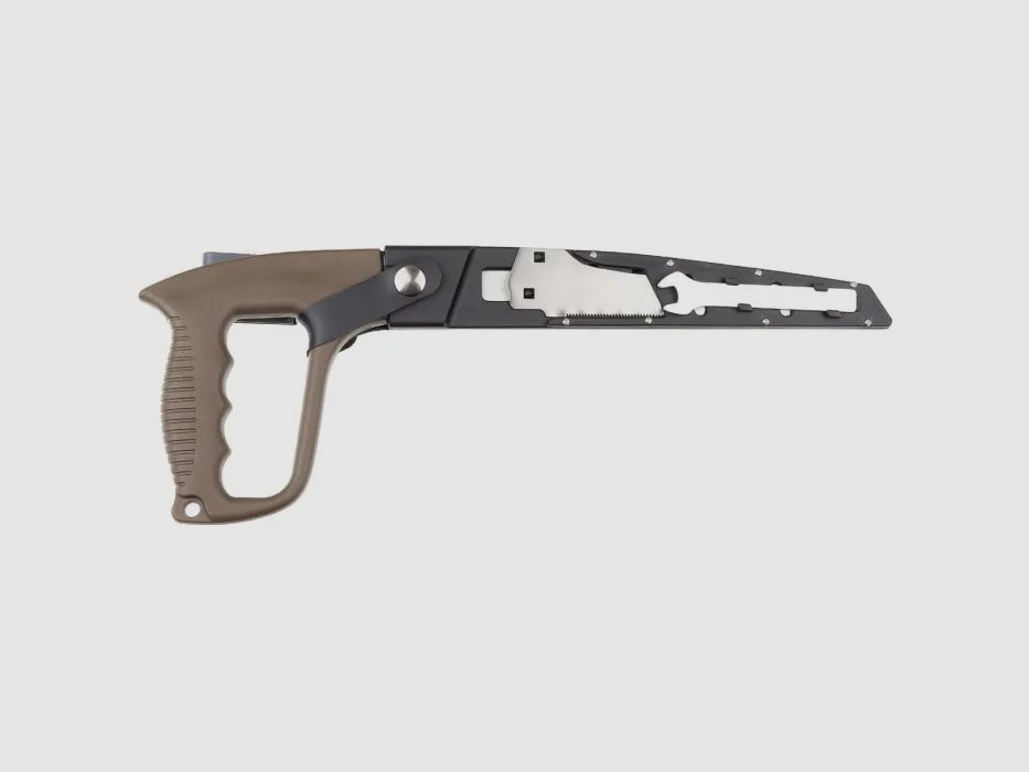 Hand saw with 2 saw blades + sheath with belt clip + wrench