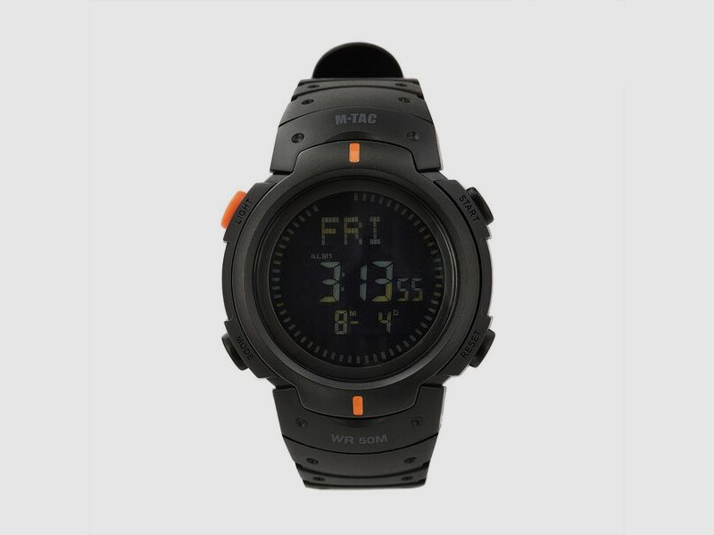 M-Tac® Taktische Uhr SCHWARZ mit Kompass - zum Wandern / Joggen usw.