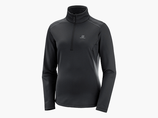 BLUZA/FLEECE – SALOMON – DAMSKA – DISCOVERY LT HZ W Czarna MIDLAYER POŁOWA ZIP/NECK