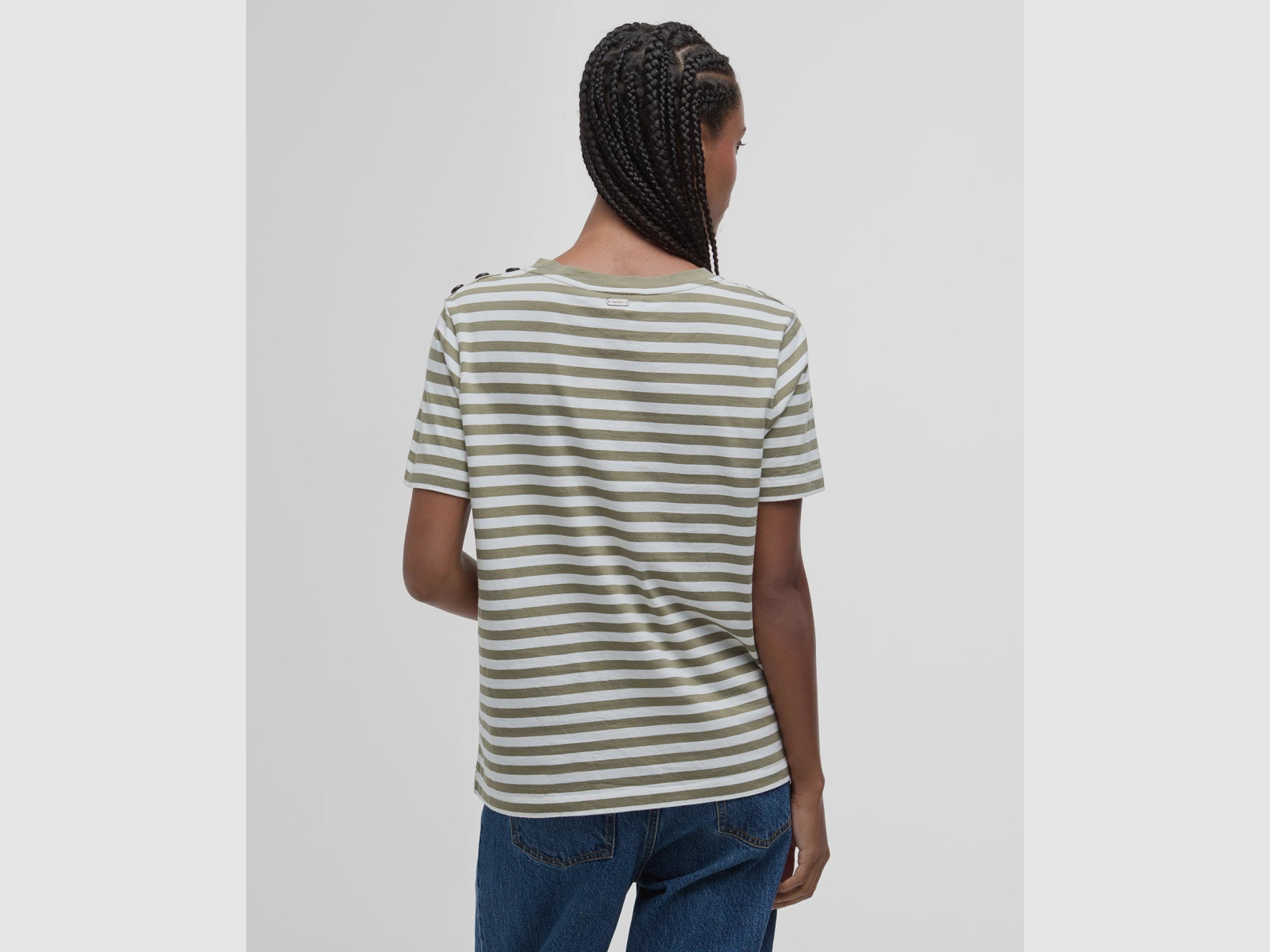 BARBOUR T-Shirt Ferryside Striped Dusky Green