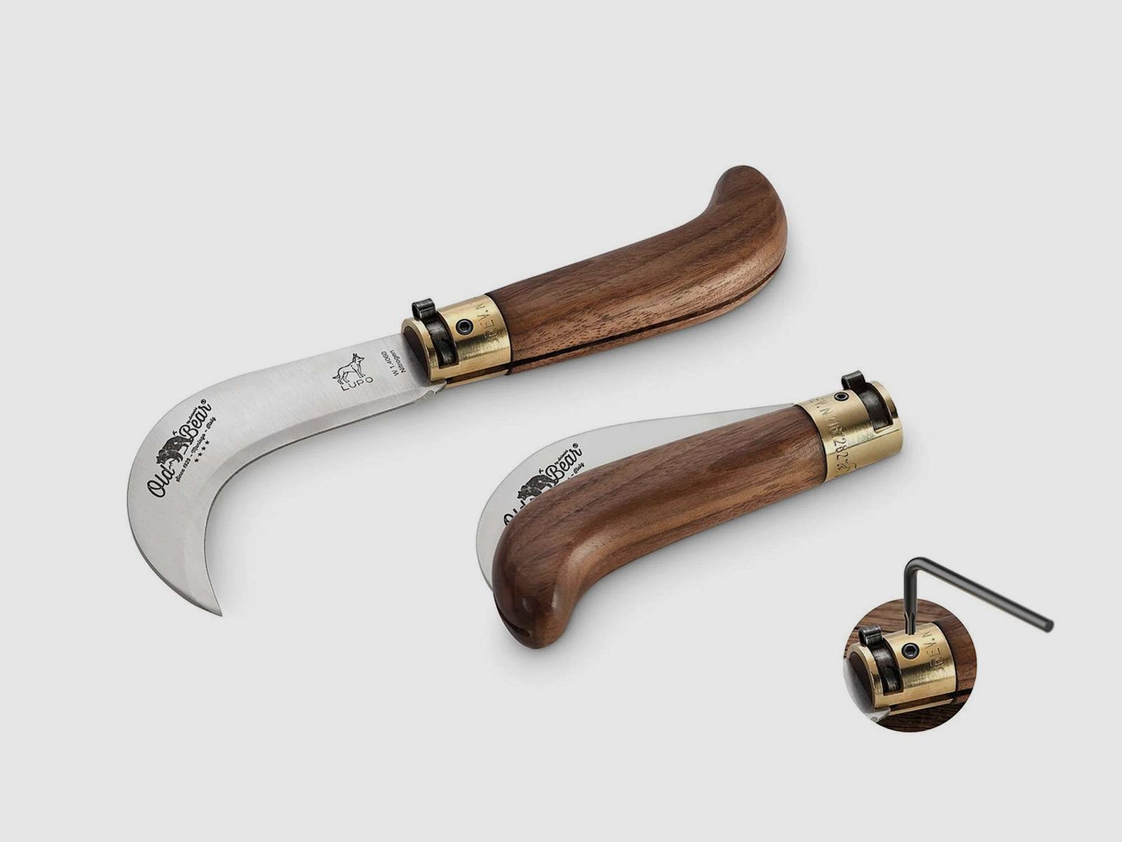 Old Bear Bill Hook Walnuss Taschenmesser