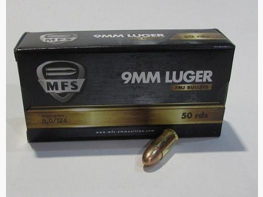 boite 50 cartouches MFS 9×19 Luger FMJ 124 Grains