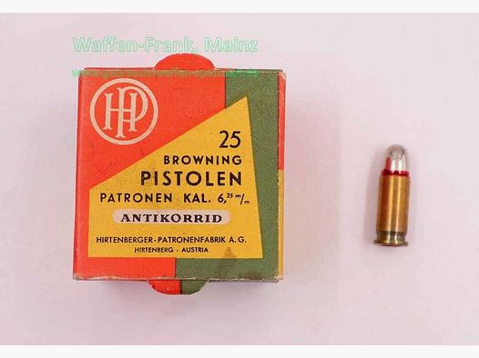 Hirtenberger / Austria munizioni per pistole 6,35mm Browning/.25ACP