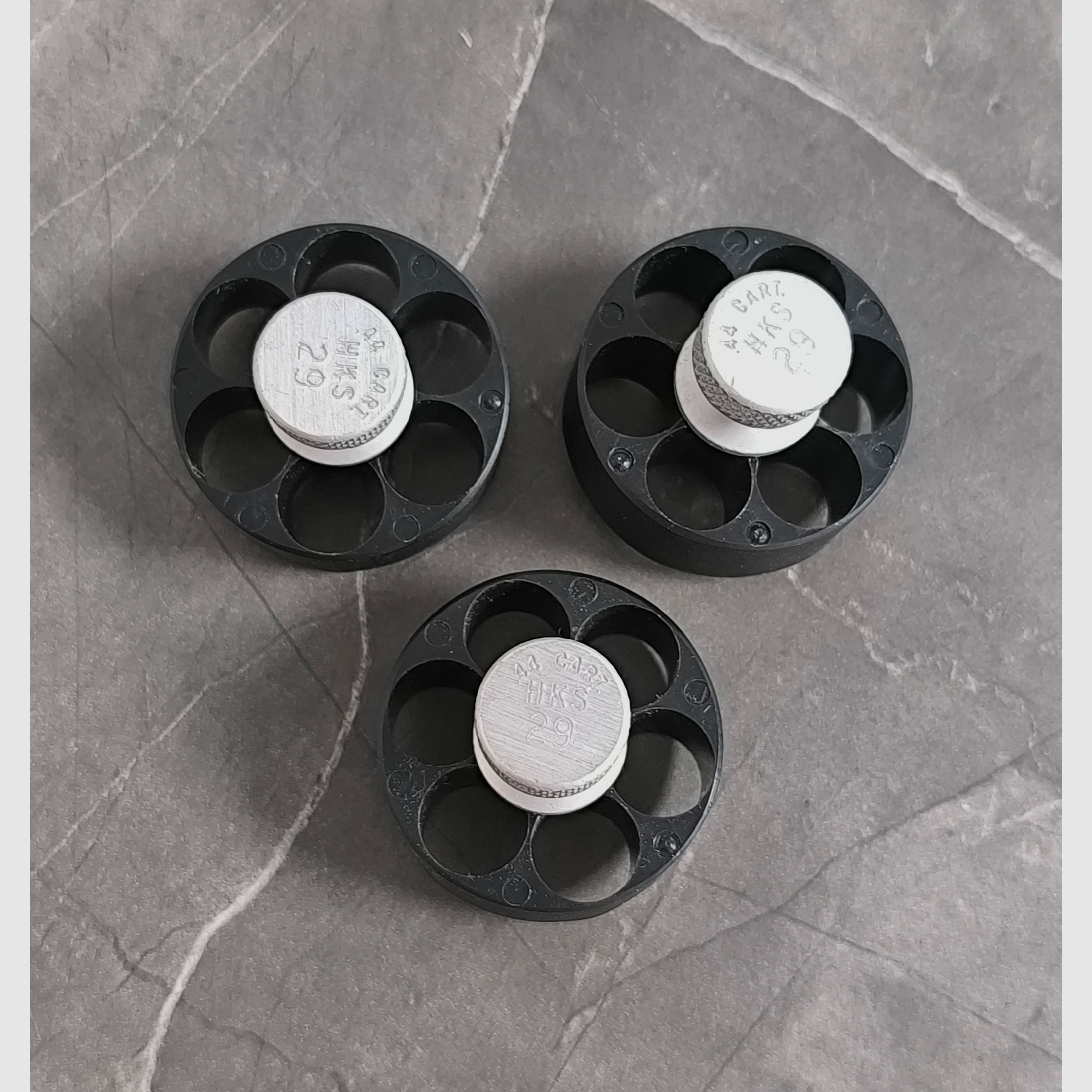 3x HKS 29-M Speedloader .44 Magnum / .44 Special – accessori per revolver, immagine 3 di 3