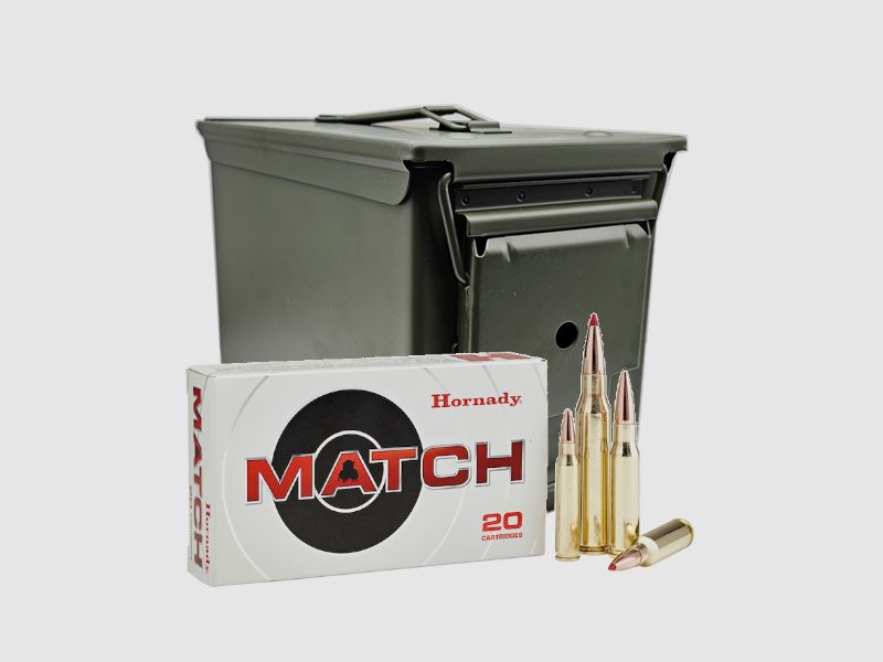 Hornady Match .338 Lapua Mag. 285GR ELD Match 7 x 20 cartouches dans une boîte à munitions – M2A2