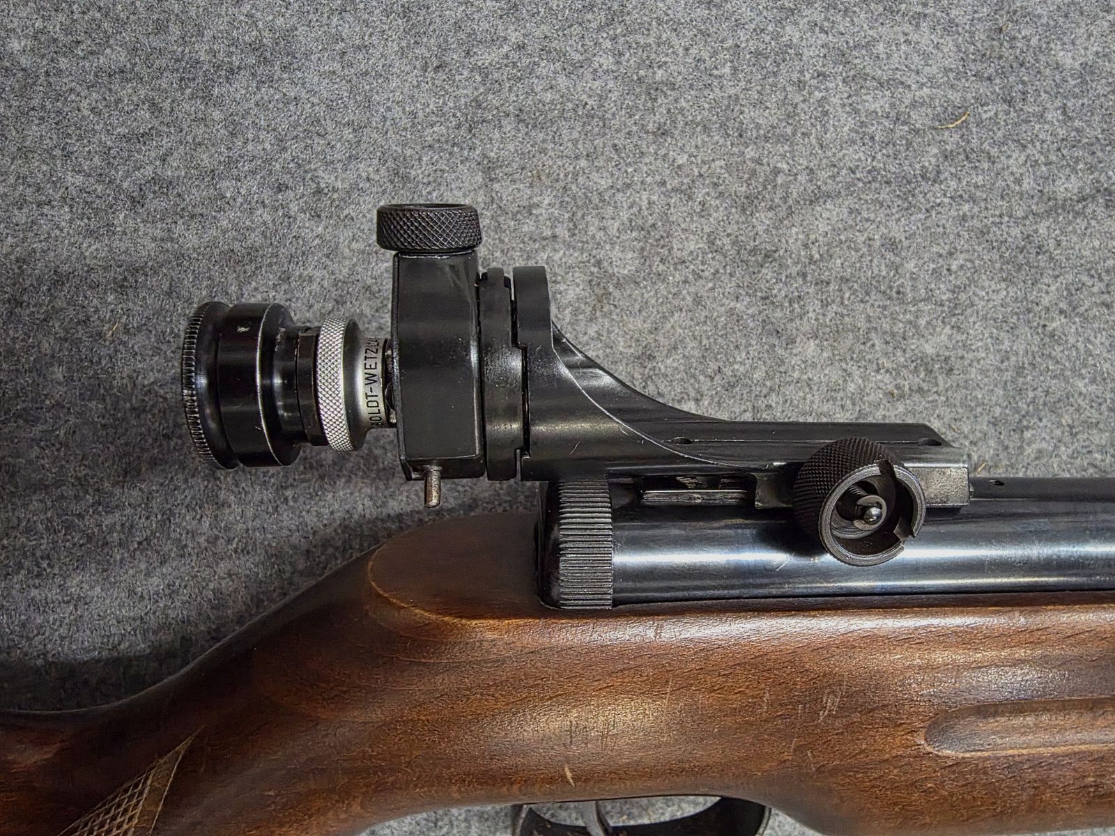 Fucile ad aria compressa molto vecchio Walther Mod. 53 Knicker con diottra senza marchio F degli anni '50/'60 cal. 4,5mm Diabolo, immagine 7 di 11