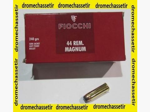 1 Schachtel mit 50 Patronen Fiocchi im Kaliber 44 Rem Mag, 240 Grain, SJSP