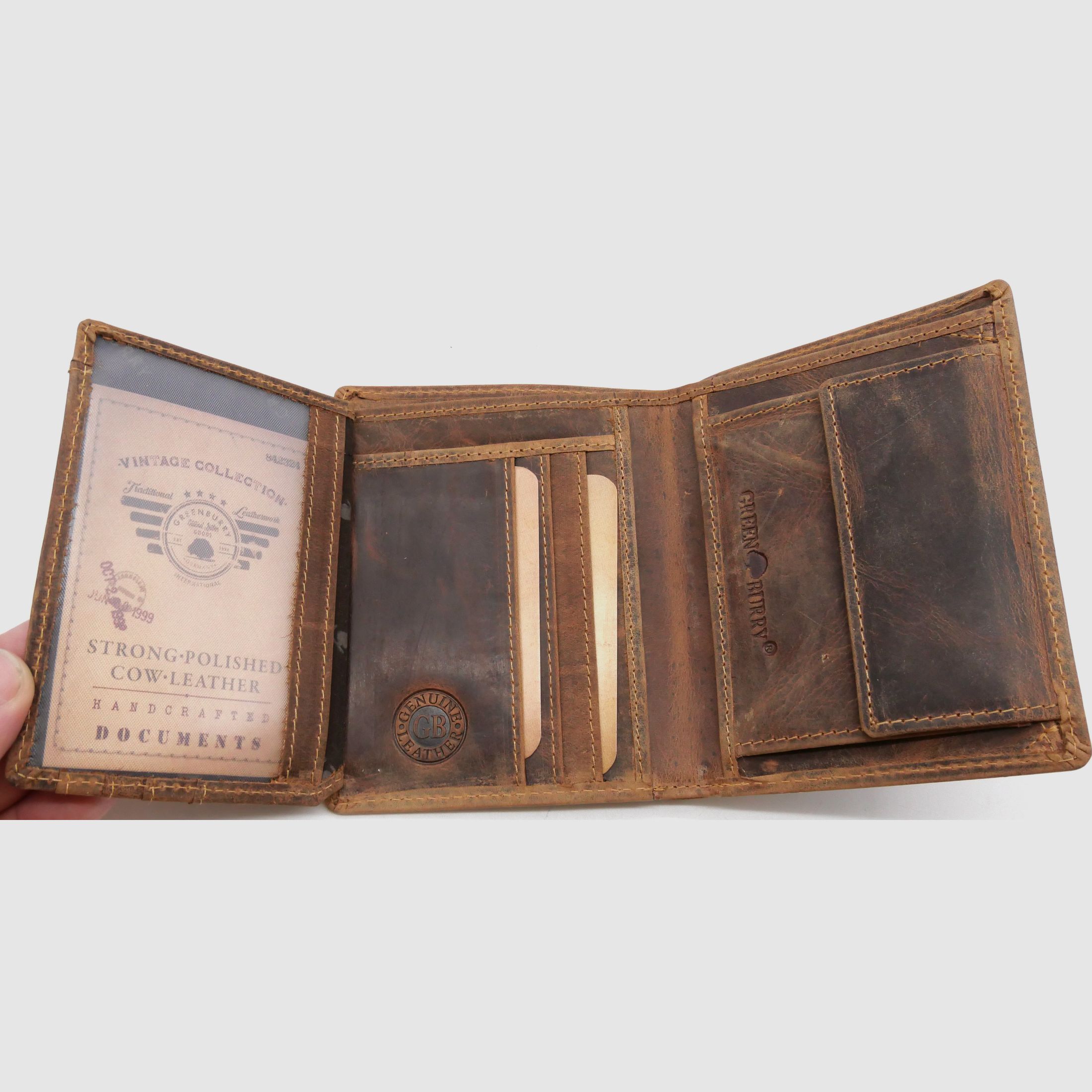 Greenburry Leder Geldbörse braun Vintage Animal Collection Hirschkopf Royal Stag 1701-RS-25