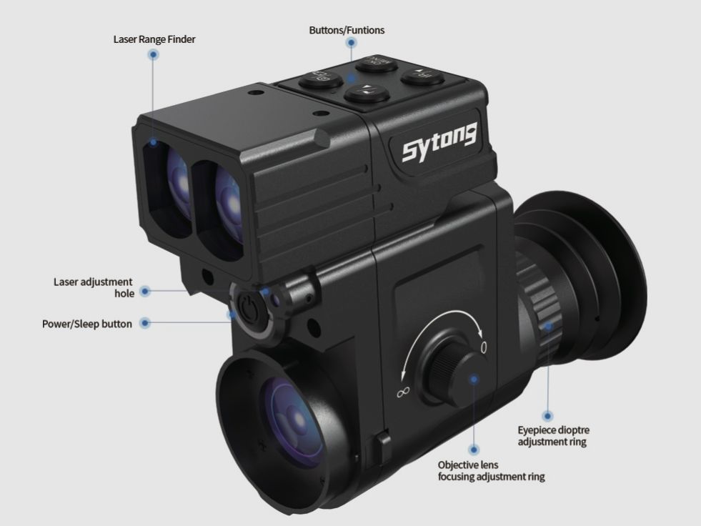 Sytong HT-77 LRF German version 16 mm lens with 45 mm aluminum adapter without IR illuminator