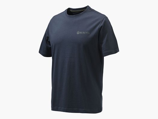 -40% BERETTA T-Shirt CORPORATE Blau mit Beretta-Logo | Jersey Baumwoll Rundhals Shirt Größe: L