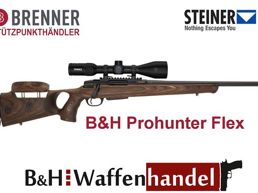Komplettpaket: Brenner BR 20 B&H Prohunter Flex Lochschaft mit doppelter Verstellung inkl. Steiner 3-12x56 (Art.Nr.: BR20PHFP9) Finanzierung möglich