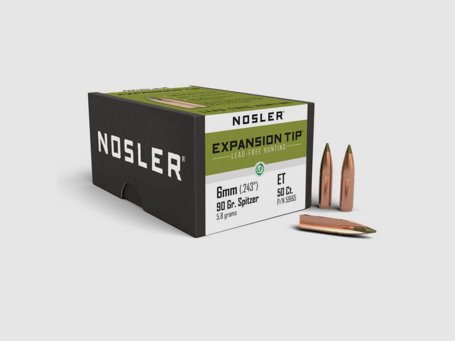 NOSLER E-TIP LEAD-FREE HUNTING BULLETS - 6mm - 90gr.