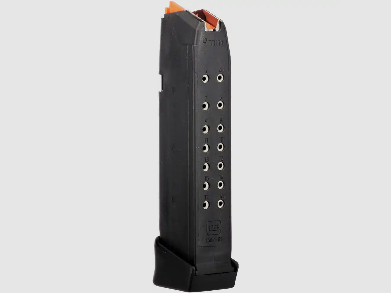 Glock Magazin G17, G17L und G34 17+2 Patronen, Zubringer Orange