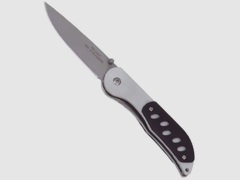 Pocket knife silver matte 420 stainless steel with clip