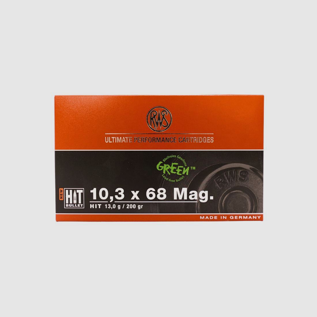 RWS 10,3x68 Mag. HIT 13,0g/200gr. Cartucce per fucile senza piombo