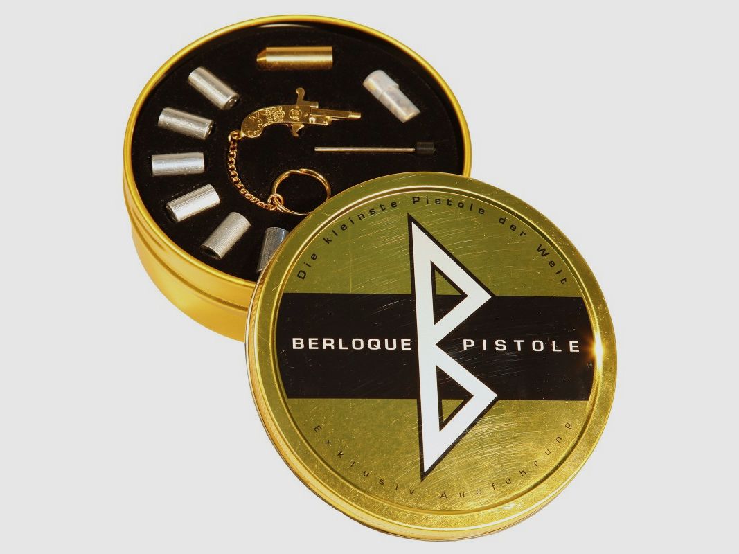 Mini Berloque Schlüsselanhänger Pistole vergoldet