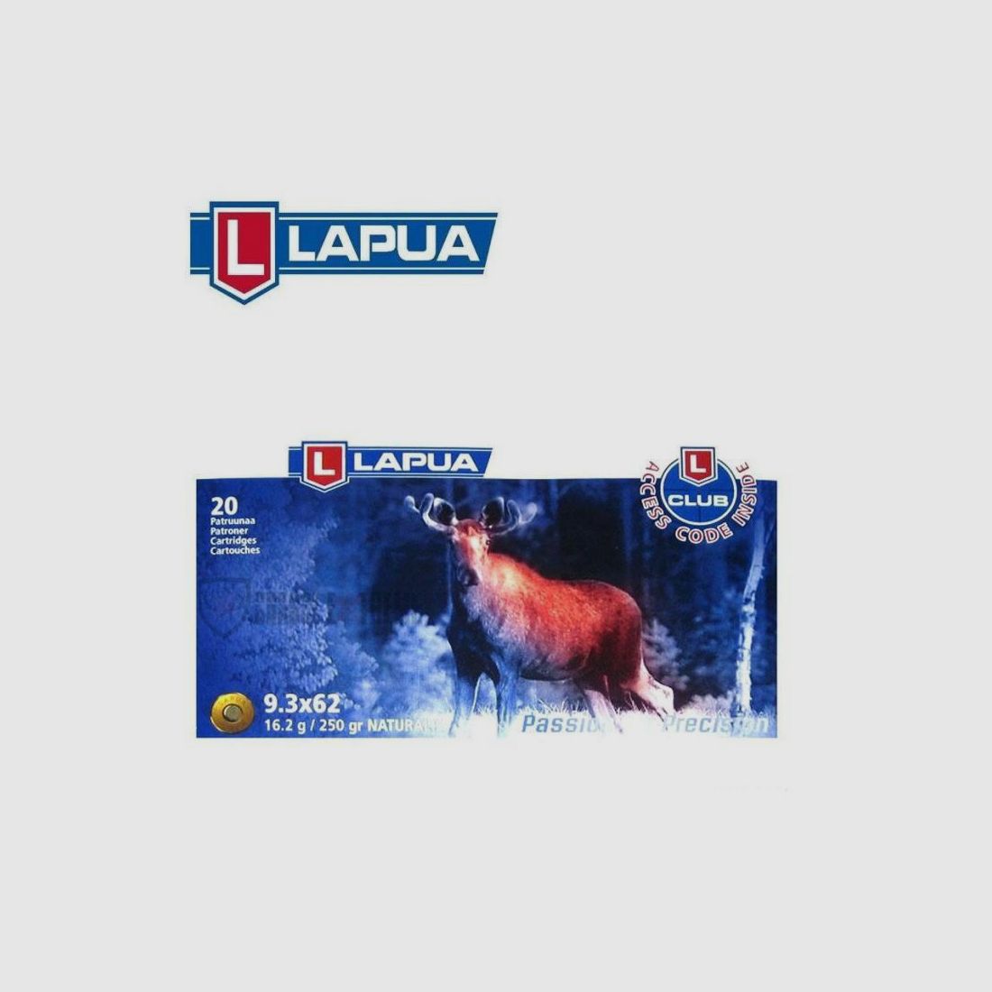 20 cartridges LAPUA Naturalis 250gr Cal. 9.3x62 Solid