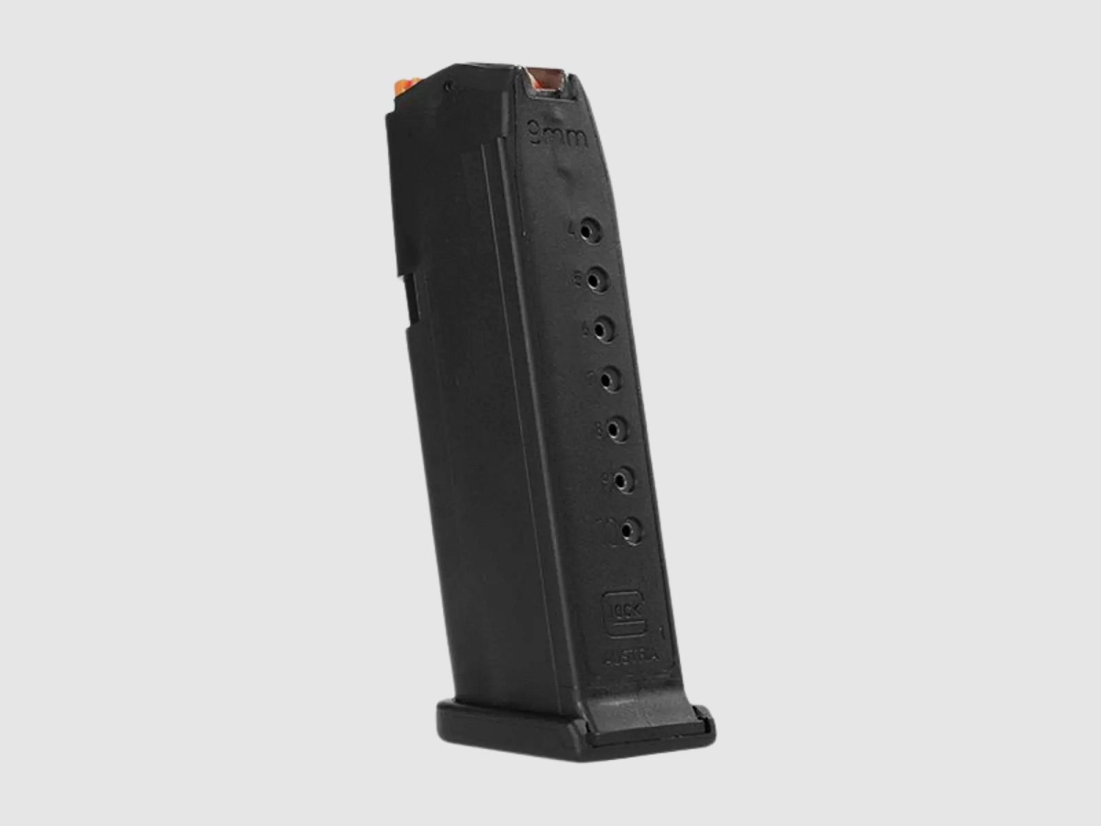 Caricatore Glock 19 cal. 9mm Luger 10 colpi - nero con indicatore arancione