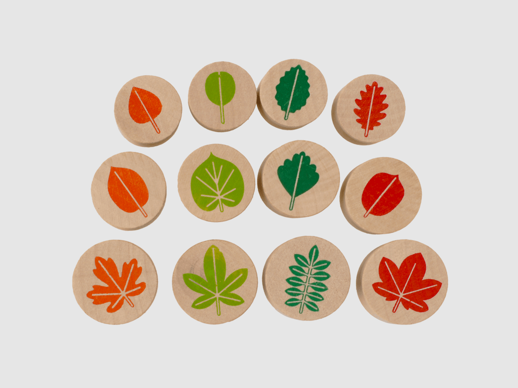 Wood stamp small "Leaves" (12 pieces)