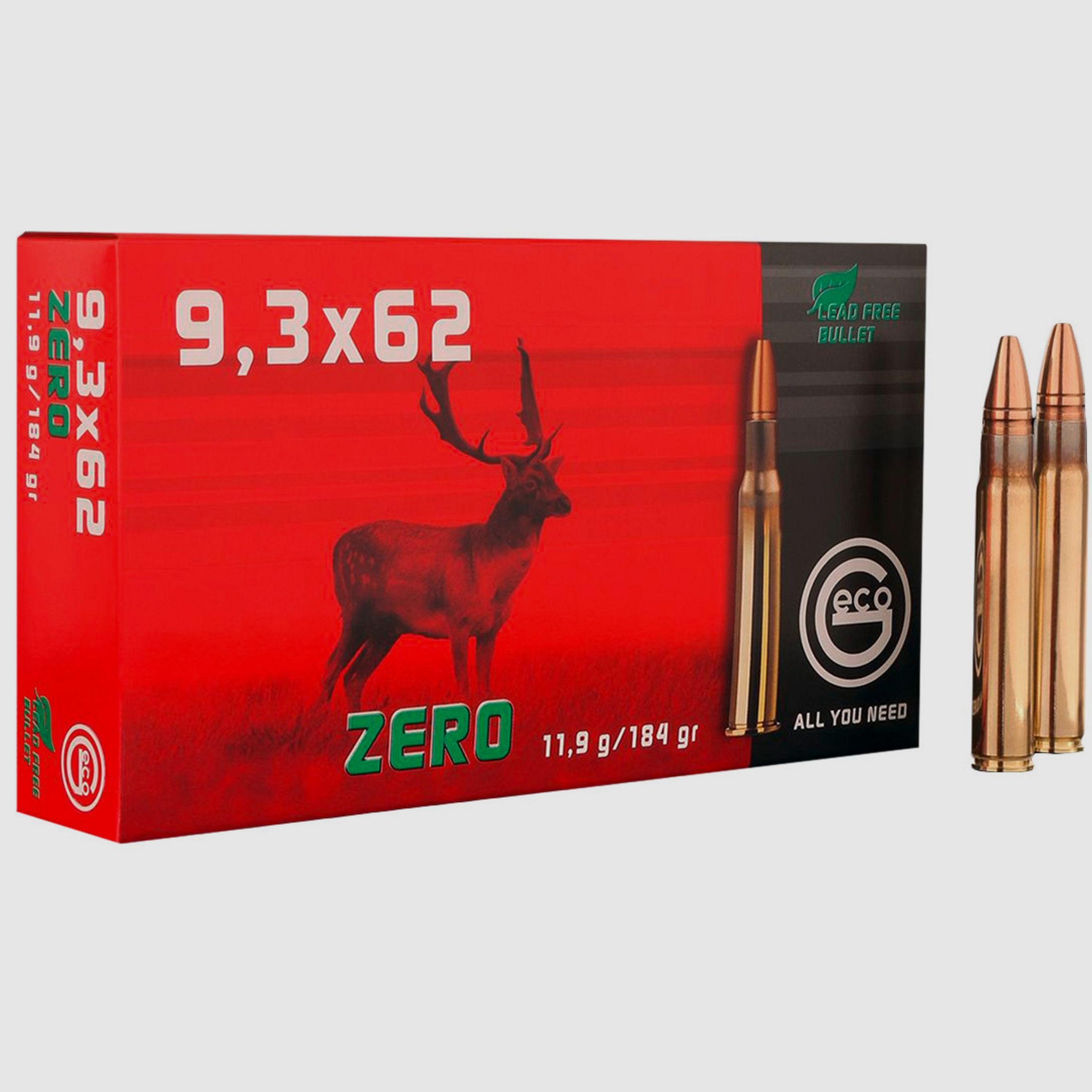Geco Cartucce per fucile Zero 9,3x62. 184 grains