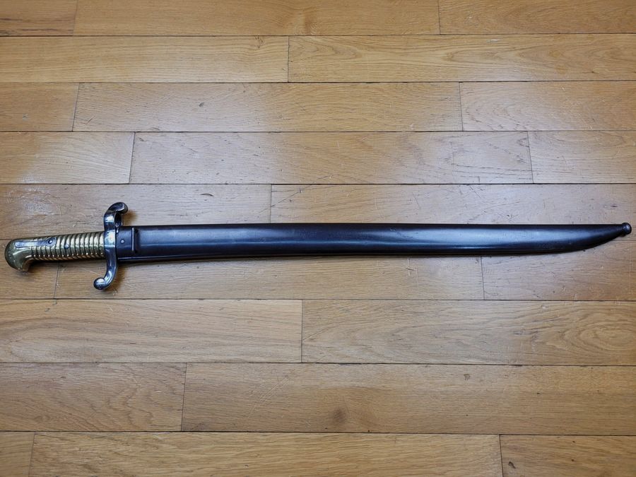 Sehr schöner und seltener Säbelbayonett Modell 1842 – Frühes Exemplar – seltener Durchmesser der Hülse 21,3mm – Artilleriemusketon 1829 (oder Saint-Cyr?) – Sehr guter Zustand, Bild 17 von 17
