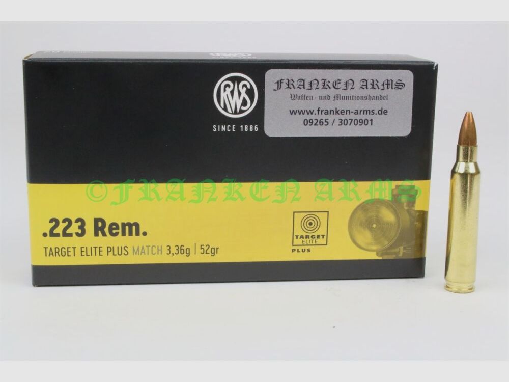 RWS Target Elite Plus .223 Rem. 52gr. 3,36g 20 Stück Staffelpreise