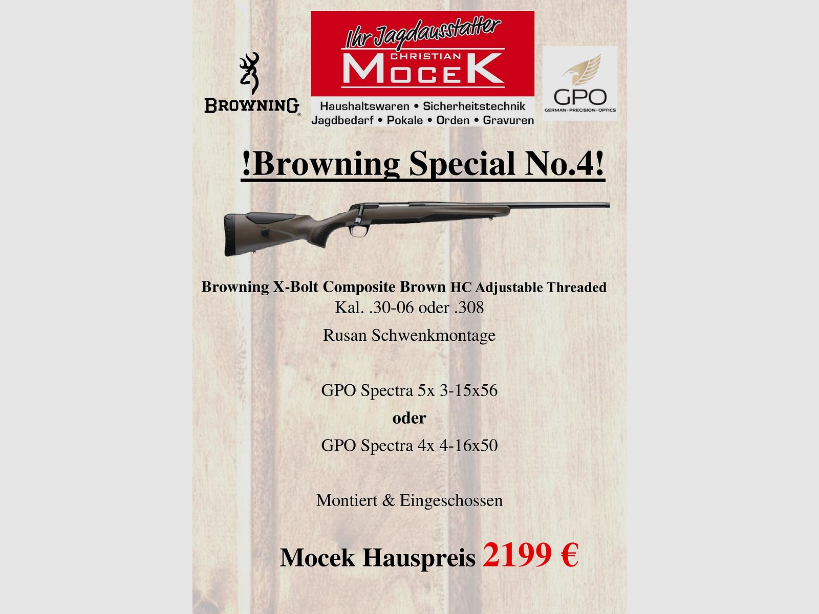 Browning X-Bolt Kompozytowy Brąz HC Regulowany Gwintowany, z GPO Spectra