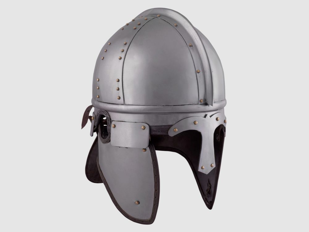 Infantry spangenhelm with cheek and neck flaps