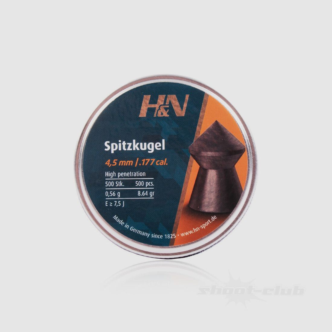 H&N Diabolo Spitzkugeln, glatt 4,5mm / 0,56 g / 500 Stk, Bild 2 von 3