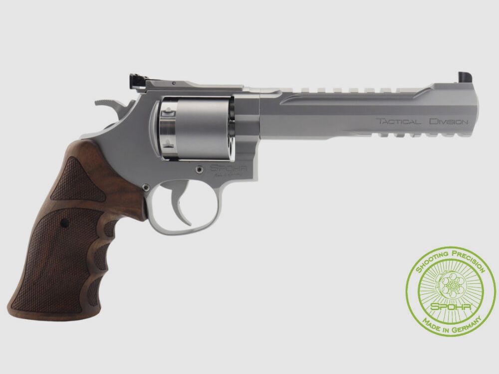 Revolver Spohr L562 Tactical Division en acier inoxydable avec barillet interchangeable 9mm fabriqué en Allemagne