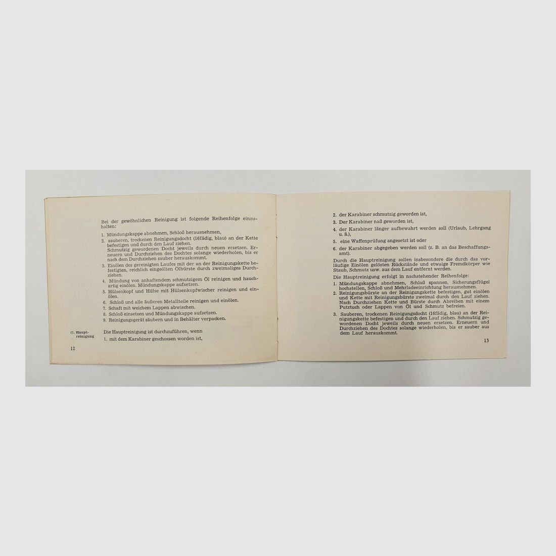 Heym Anweisung Heym Zollkarabiner ZK 52 Behandlung Pflege Reinigung Bundesministerium Finanzen Bonn 1962