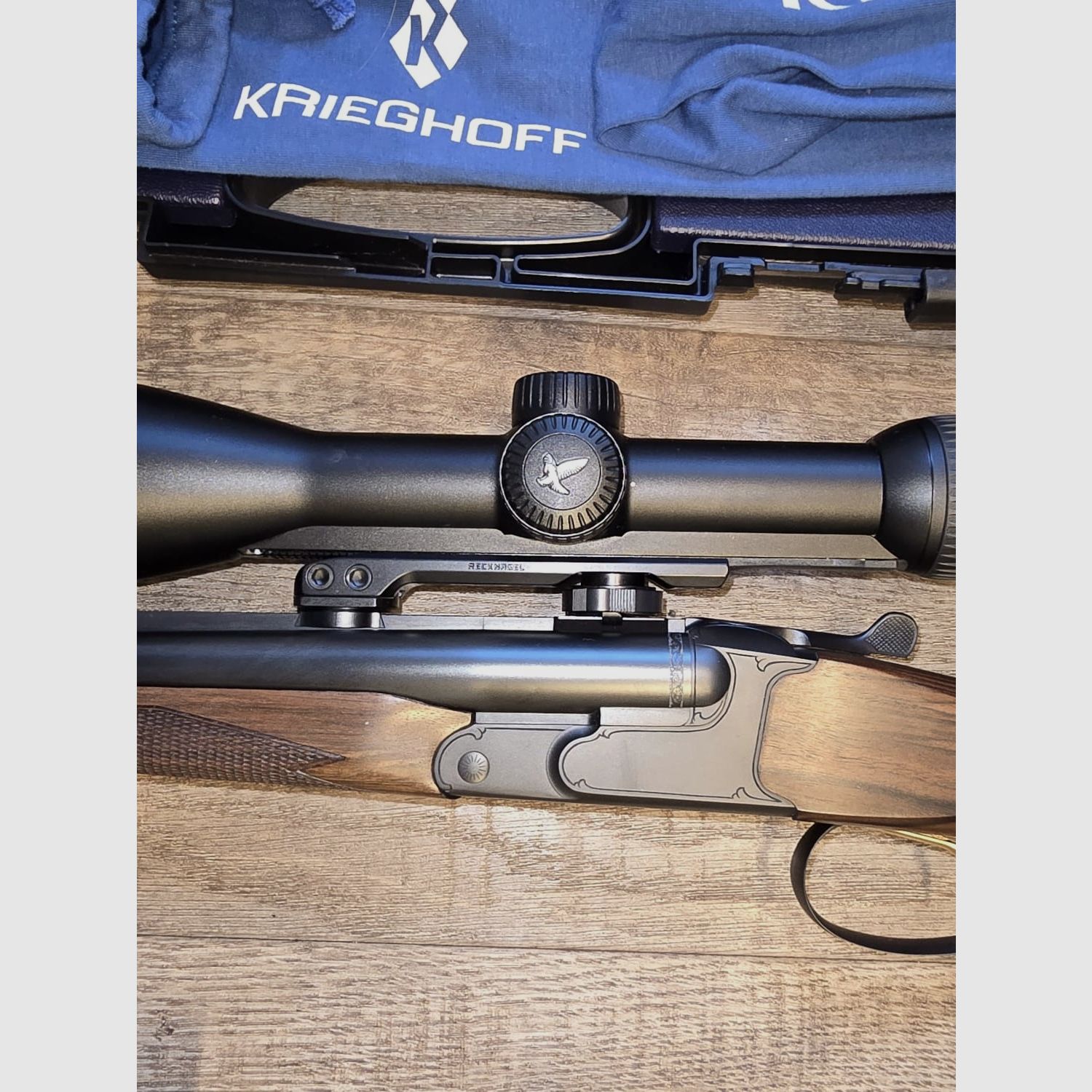 Nowy zestaw: KRIEGHOFF Classic podwójna strzelba 8x57 IRS z Swarovski Z8i, oryginalny montaż Krieghoff, walizka, amunicja, oficjalnie wystrzelana przez Krieghoff