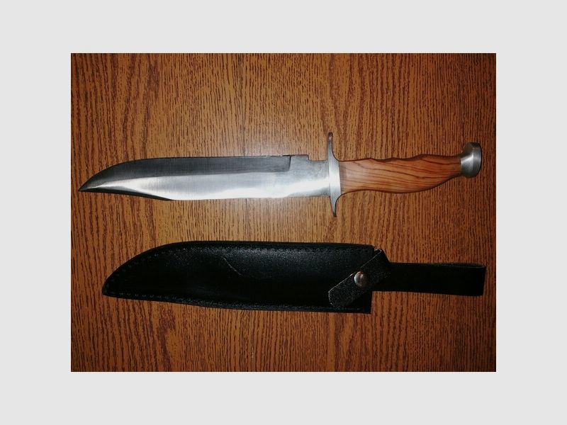 Jagdmesser mit Kunstledertasche , Holz Griff