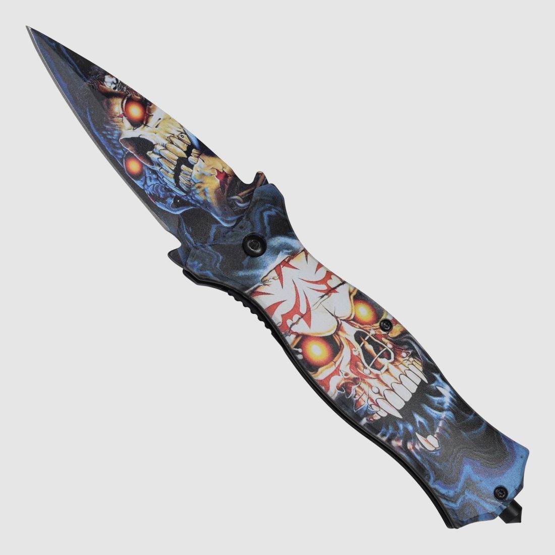 Stiletto Taschenmesser Blue Skull mit Glasbrecher