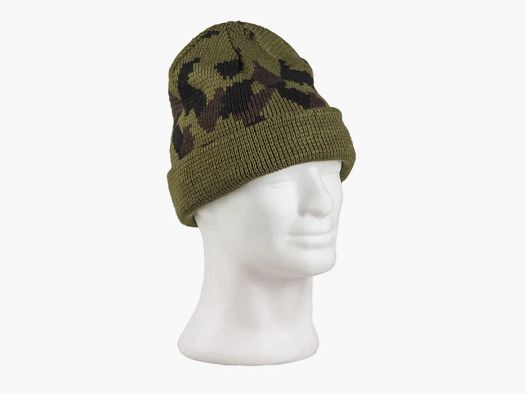 Rollstrickmütze Oliv / Tarn - Polyacryl - Unigröße