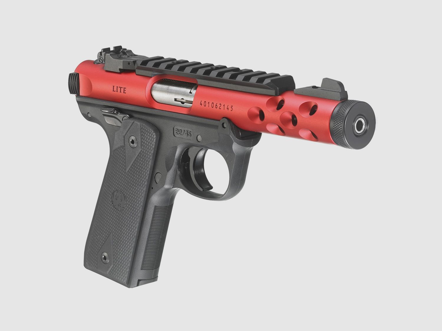 Ruger Mark IV 22/45 Lite .22 LR, 4.40" 1/2"x28, Picatinny, adjustable rear sight, Red Anodized