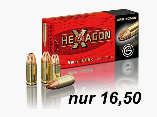 GECO HEXAGON 9mm Luger 9 mm 124grs  °°°°°°°°°°°°°°°°°°