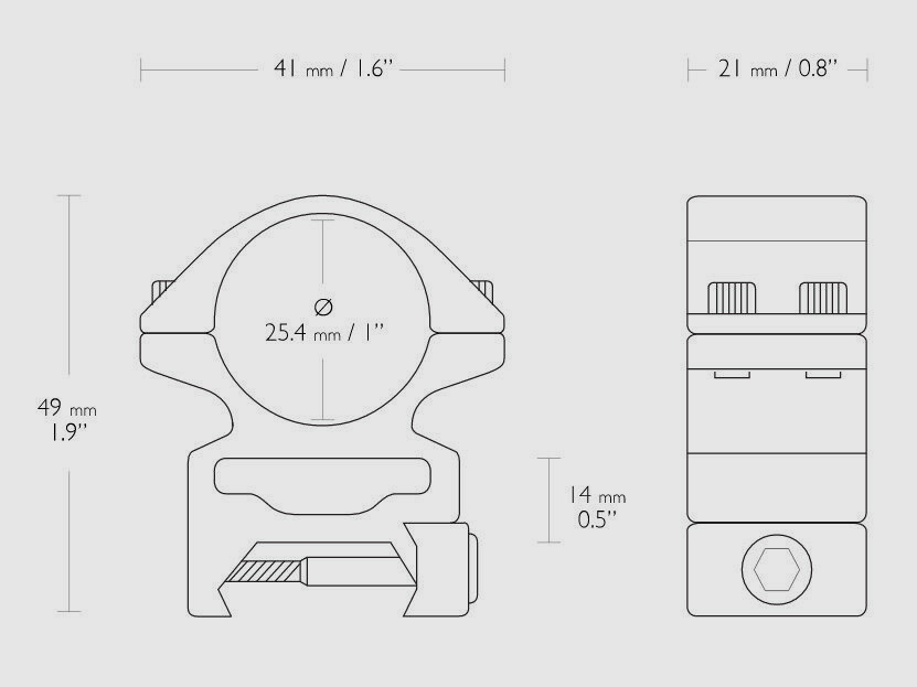 HAWKE 22114 25,4mm Ringmontage Hoch für Weaver Schiene Zielfernrohr