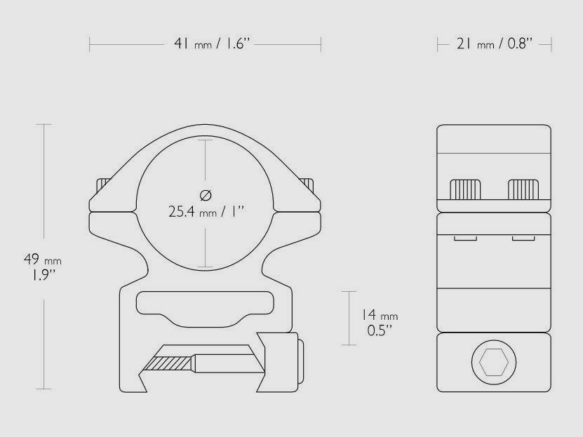 HAWKE 22114 25.4mm High Ring Mount for Weaver Rail Scope