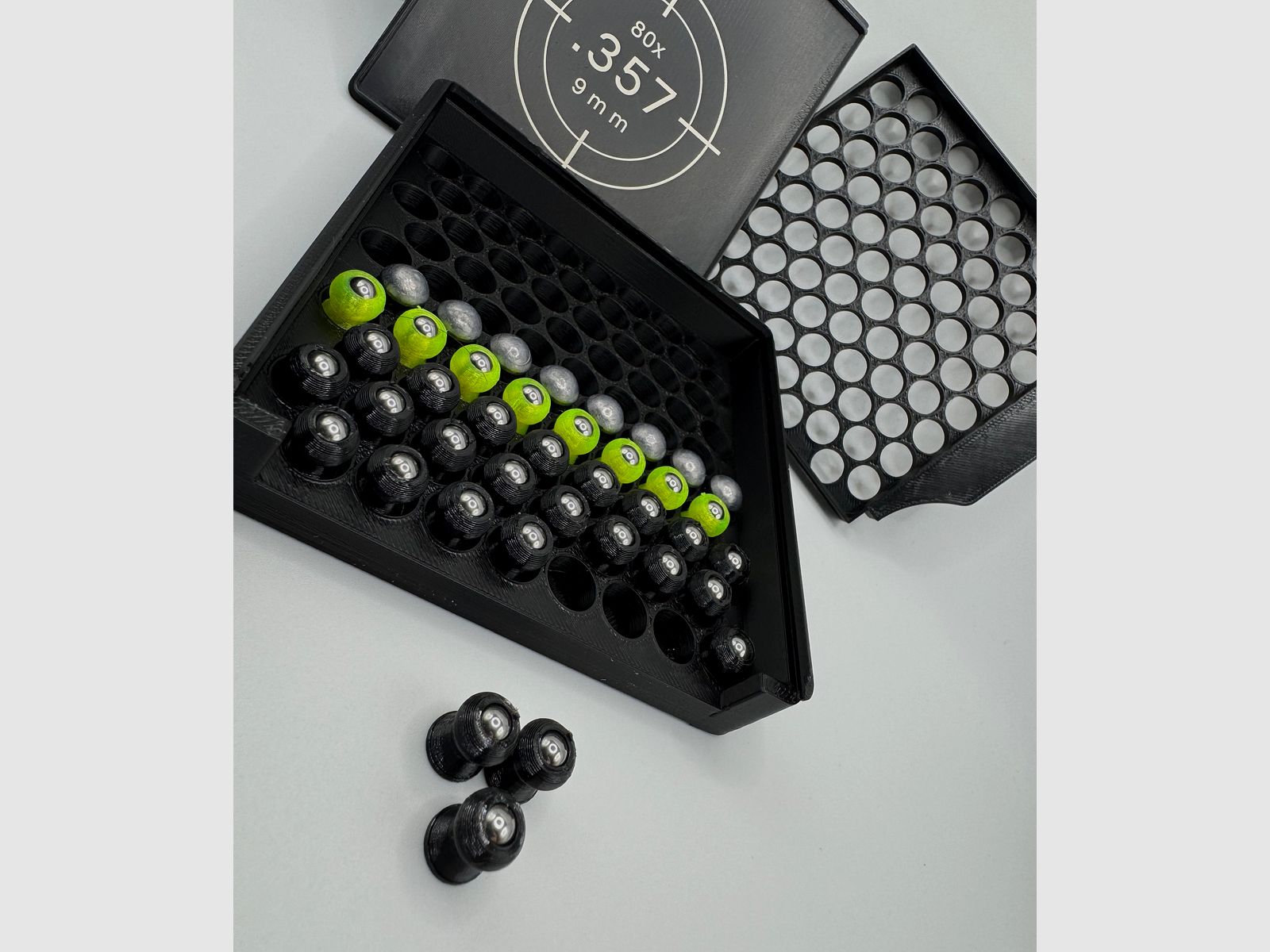 Diabolo-Box für 80x .357 / 9 mm – Praktisch, stapelbar, wiederverwendbar. Matchbox