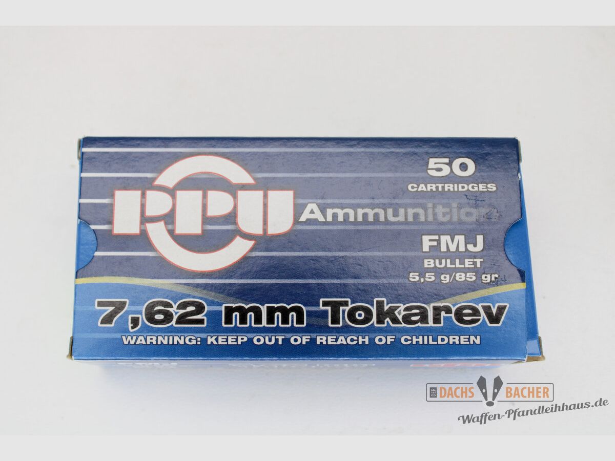 PPU Privi Partizan 7,62mm Tokarev 5,5g/85gr FMJ Vollmantel 50 Schuß