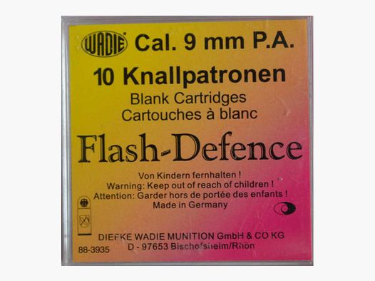 PATRONEN 9MM PA FLASH DEFENCE A BLANC X10