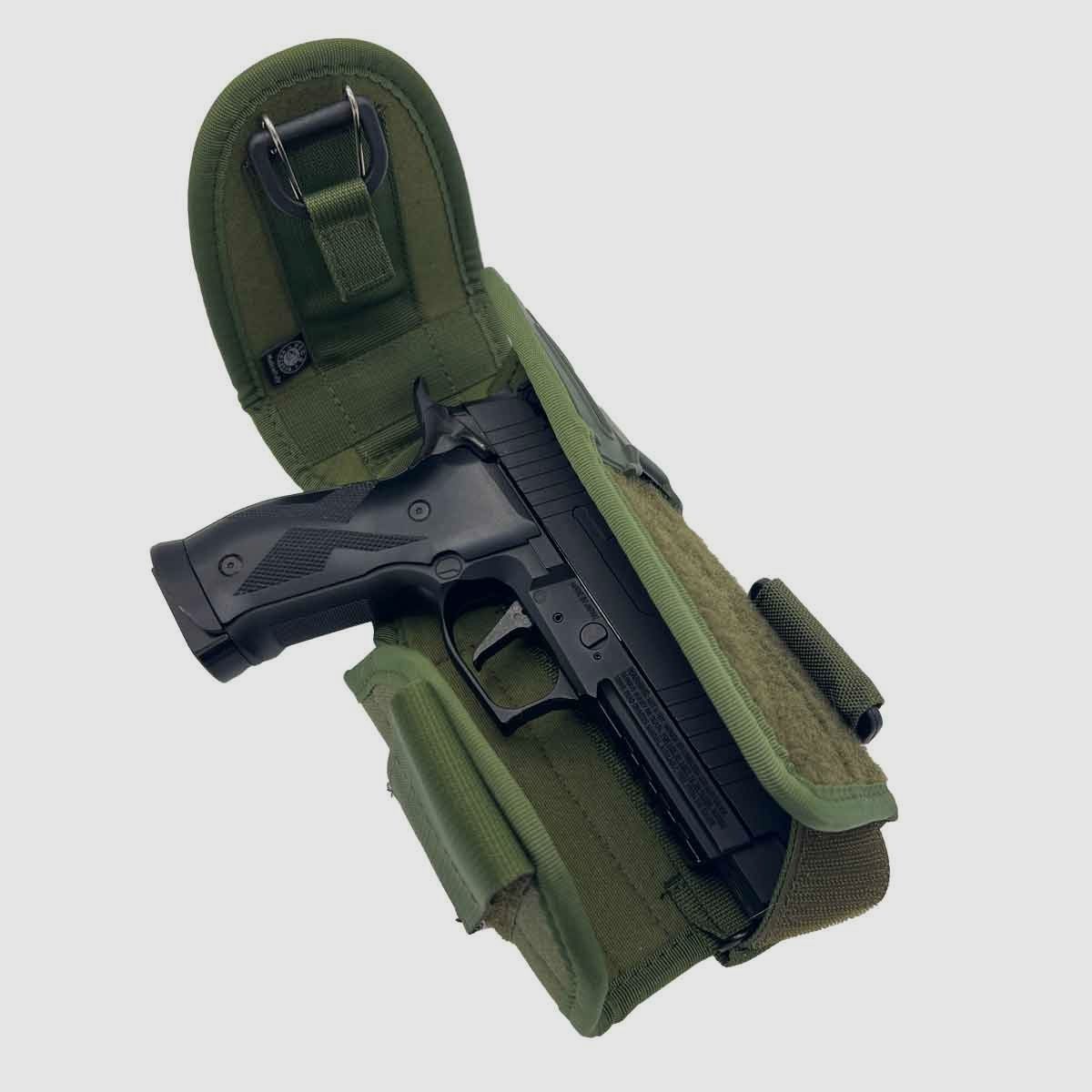 Verstellbares taktisches Holster für Pistolen mit Licht,- / Lasermodul Full Size L/Auto bis 5" Schwarz Linkshänder