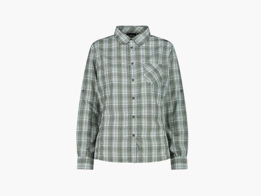 CMP Damen Langarm-Bluse mit Karomuster Jade Salvia