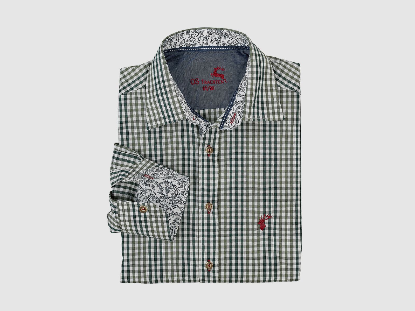 OS-Trachten Camisa de Manga Larga para Hombre, Slim Fit